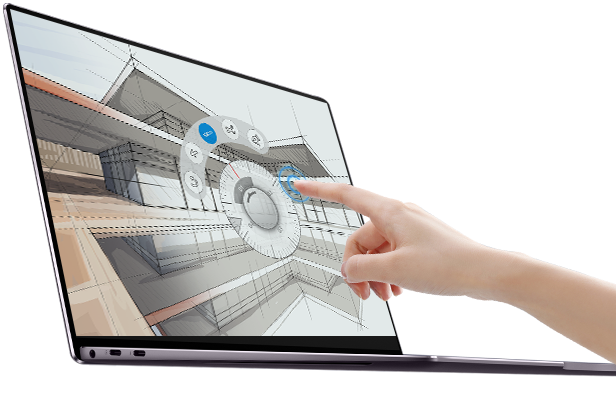 HUAWEI MateBook X Pro showing its touch screen feature