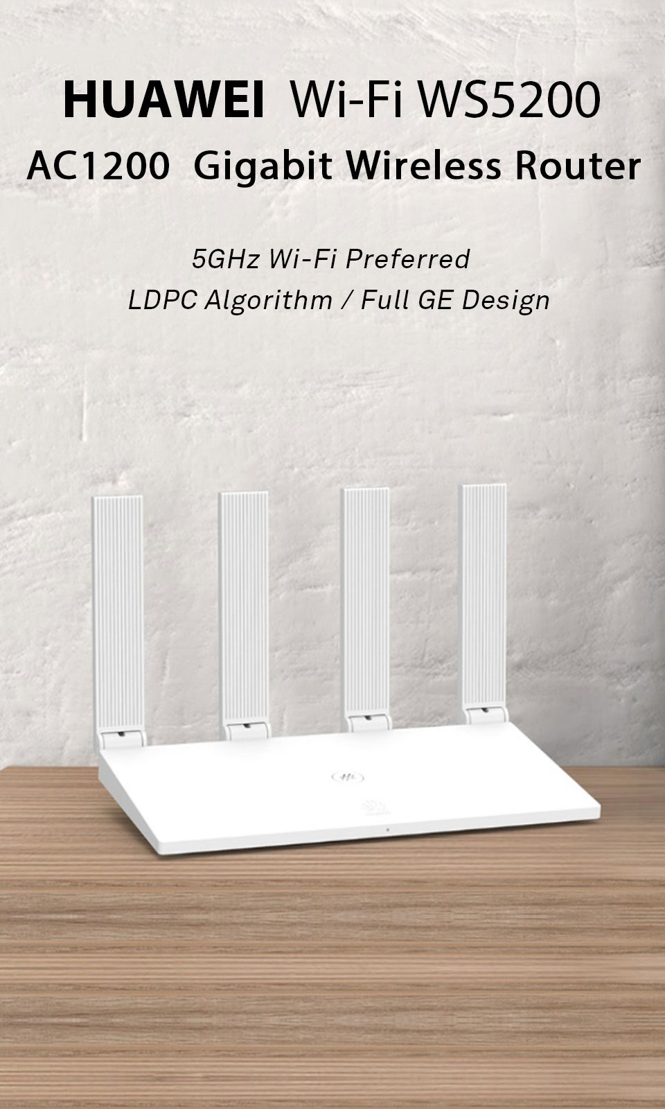 HUAWEI Wi-FI WS5200 AC1200 Routeur sans Fil Gigabit processeur 28nm 5 Ports Ethernet MU-MIMO routeur Wi-FI Intelligent Longue portée Blanc Facile à configurer Dual-Band