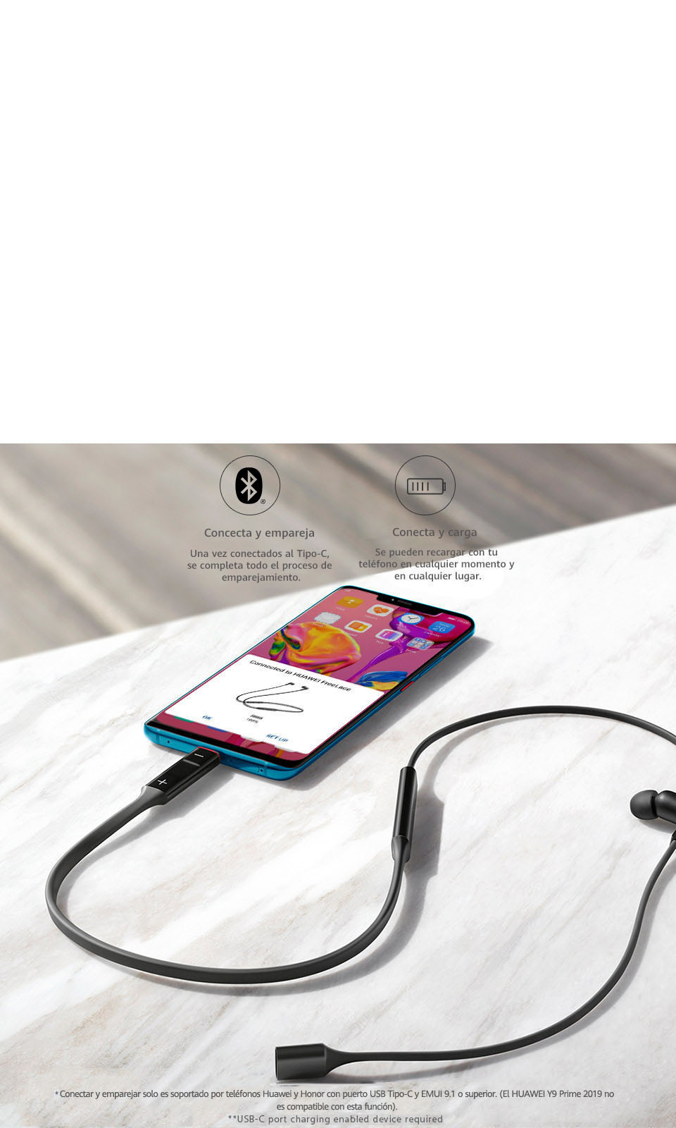 Huawei freelace auricular Bluetooth cm70-c con hipair negro auriculares fácilmente