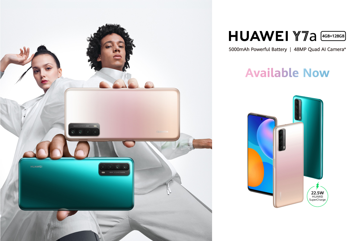 Up For Grabs - HUAWEI Y7a promises incredible charging speeds, a long lasting battery, a stellar 48MP Quad camera and a massive storage!