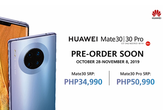 HUAWEI Mate 30 Series Pre-Order Starts from 28-Oct to 8-Nov 2019 in the Philippines