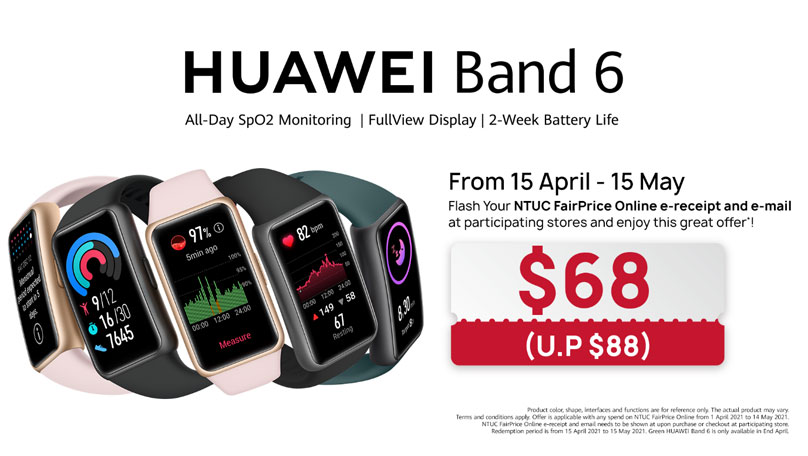 New full-screen fitness tracker HUAWEI Band 6 with two-week battery life launches in Singapore