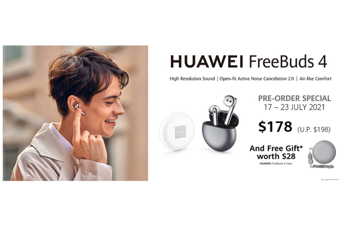 New innovative open-fit earphones HUAWEI FreeBuds 4 with high-res sound launches in Singapore