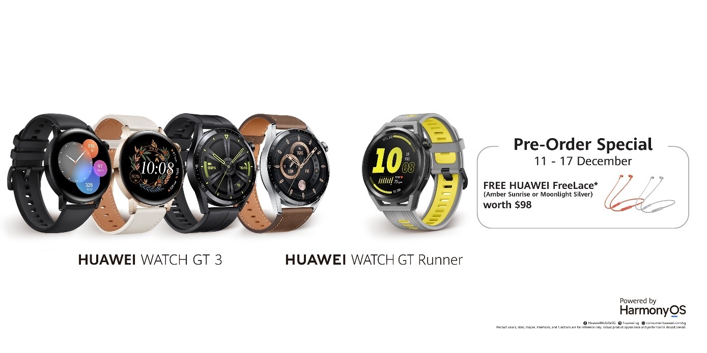 New HUAWEI WATCH GT 3 with improved tracking accuracy and  HUAWEI WATCH GT Runner for professional runners launching in Singapore