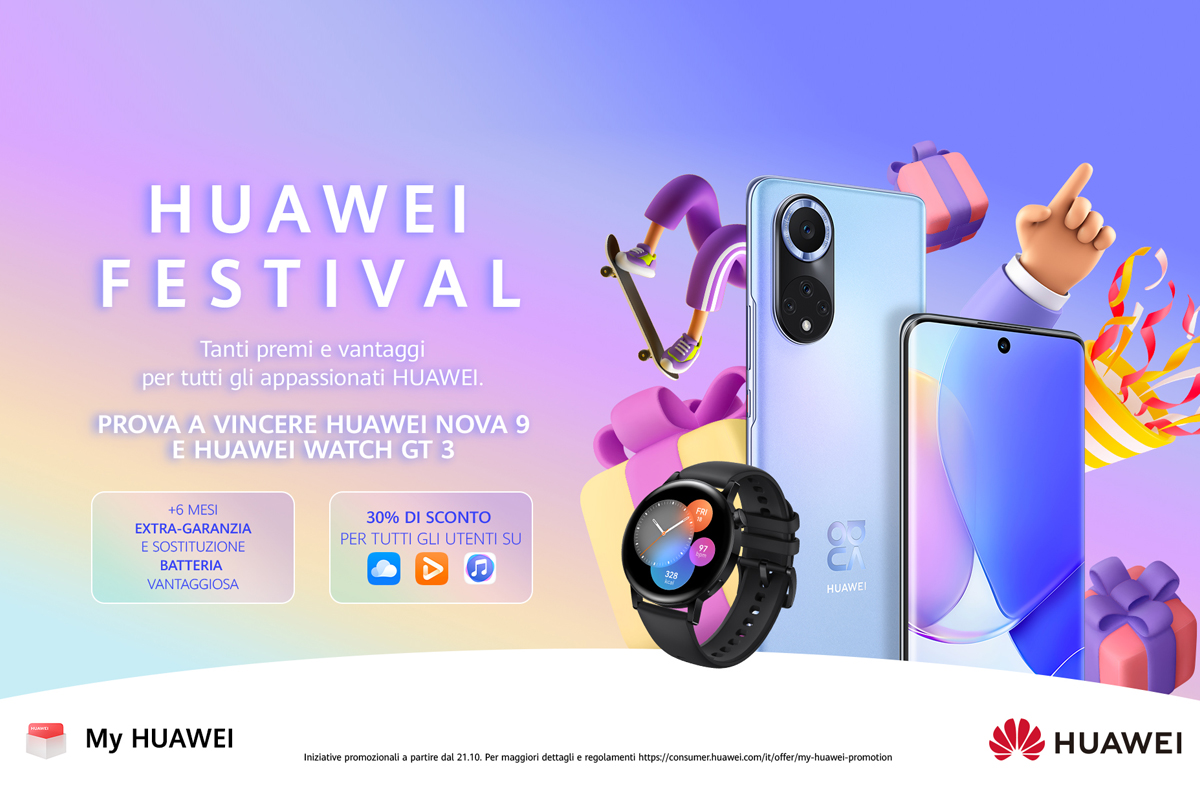 Festeggia HUAWEI Festival con tantissimi regali. Fino al 31 gennaio 2022 vantaggi e sorprese sui nuovi prodotti e molto altro 