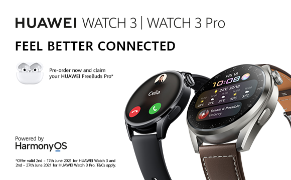Pre-Order HUAWEI Watch 3 or Watch 3 Pro - Claim Offer